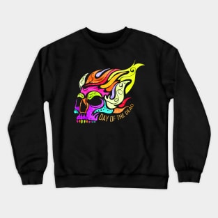 Colorful Flaming Skull For Day Of The Dead Crewneck Sweatshirt